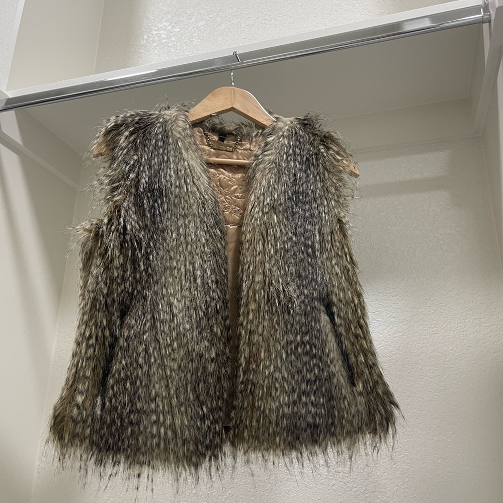 Printed Peacock-faux fur teddy vest jacket coat winter chic winter express